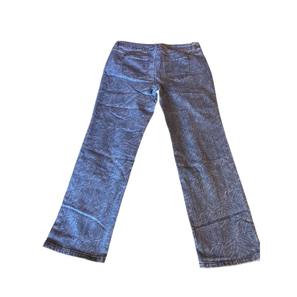 Chicos Straight Leg Jeans 1.5S Blue Leaf Pattern Cotton Blend Womens Pants - Picture 2 of 8